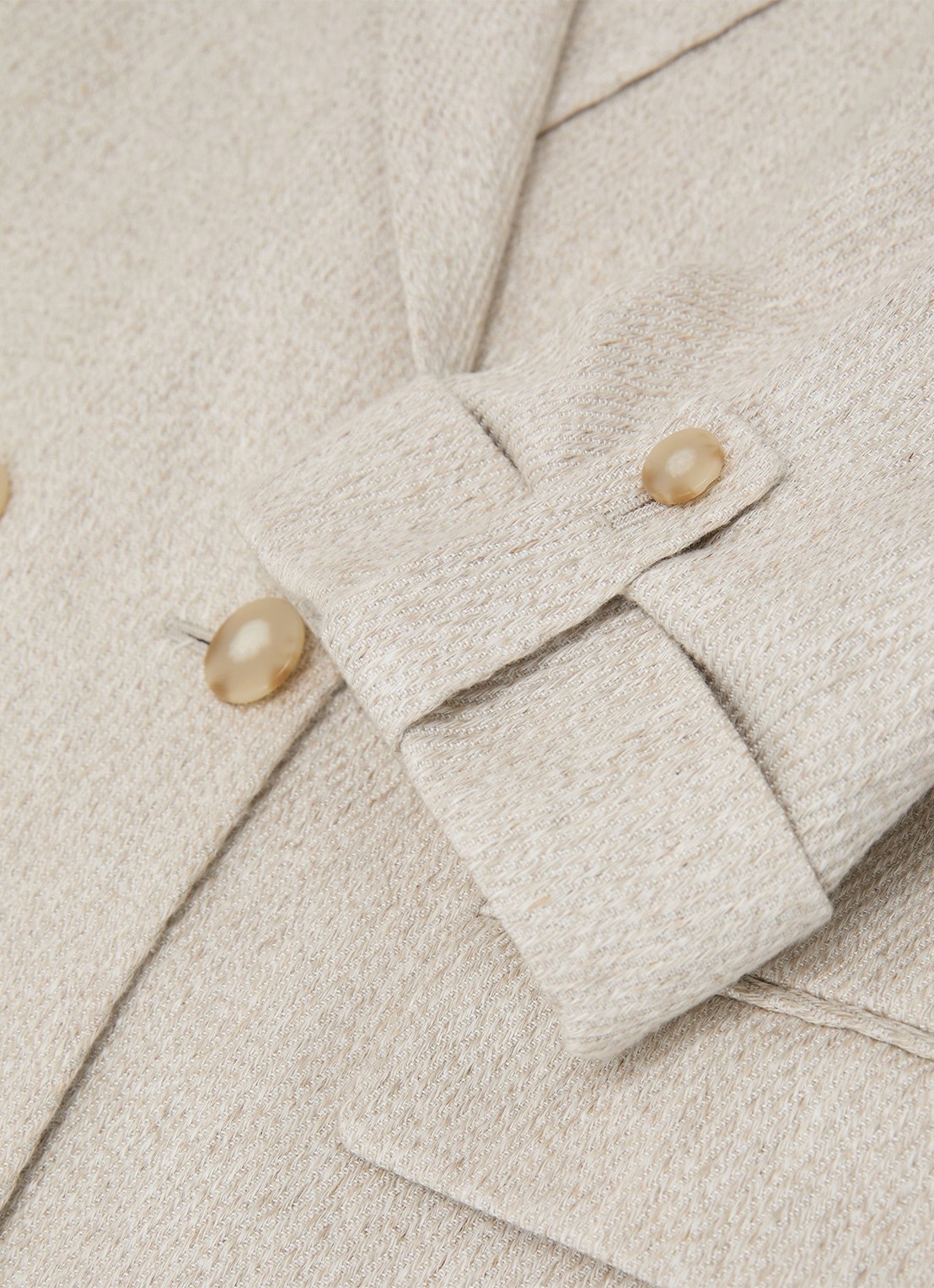 Reiss Nolah double breasted blazer in linnenblend - detail 5 gebroken wit