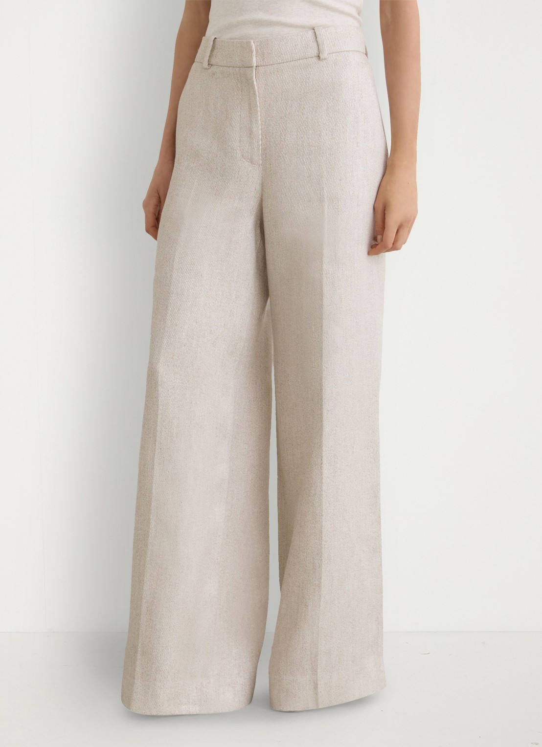 Reiss Nolah high waist wide fit pantalon in linnenblend - detail 3 naturel