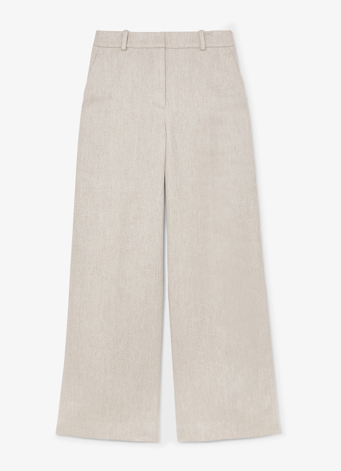 Reiss Nolah high waist wide fit pantalon in linnenblend - voorkant naturel