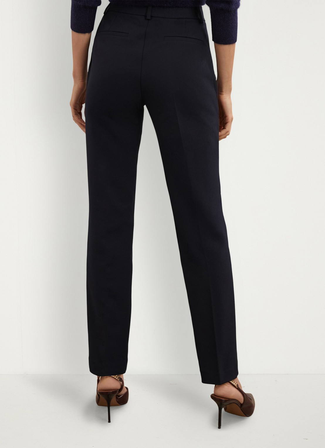 Reiss Norla high waist tapered fit pantalon met paspelzakken - achterkant 3 donkerblauw