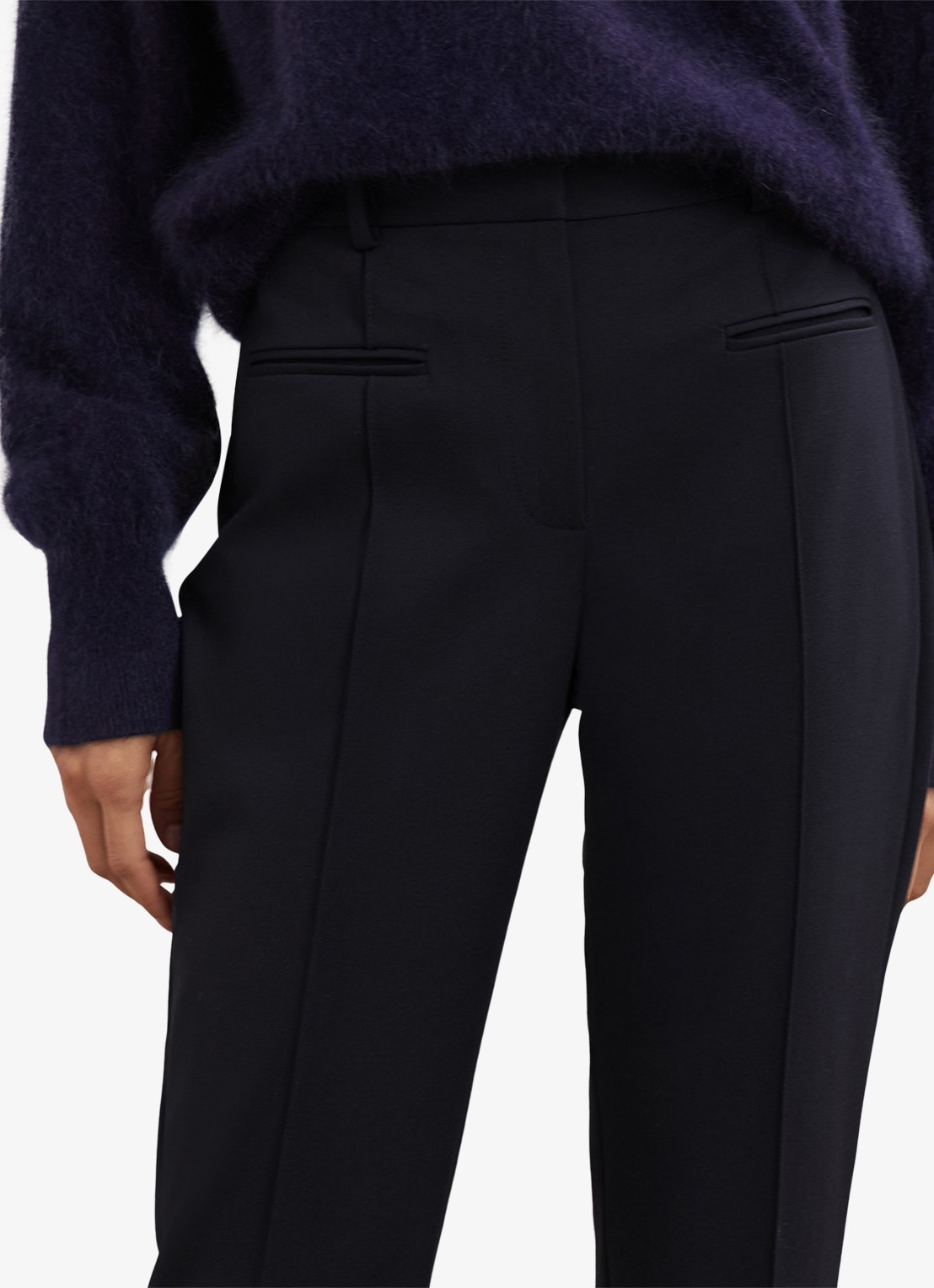 Reiss Norla high waist tapered fit pantalon met paspelzakken - detail 5 donkerblauw