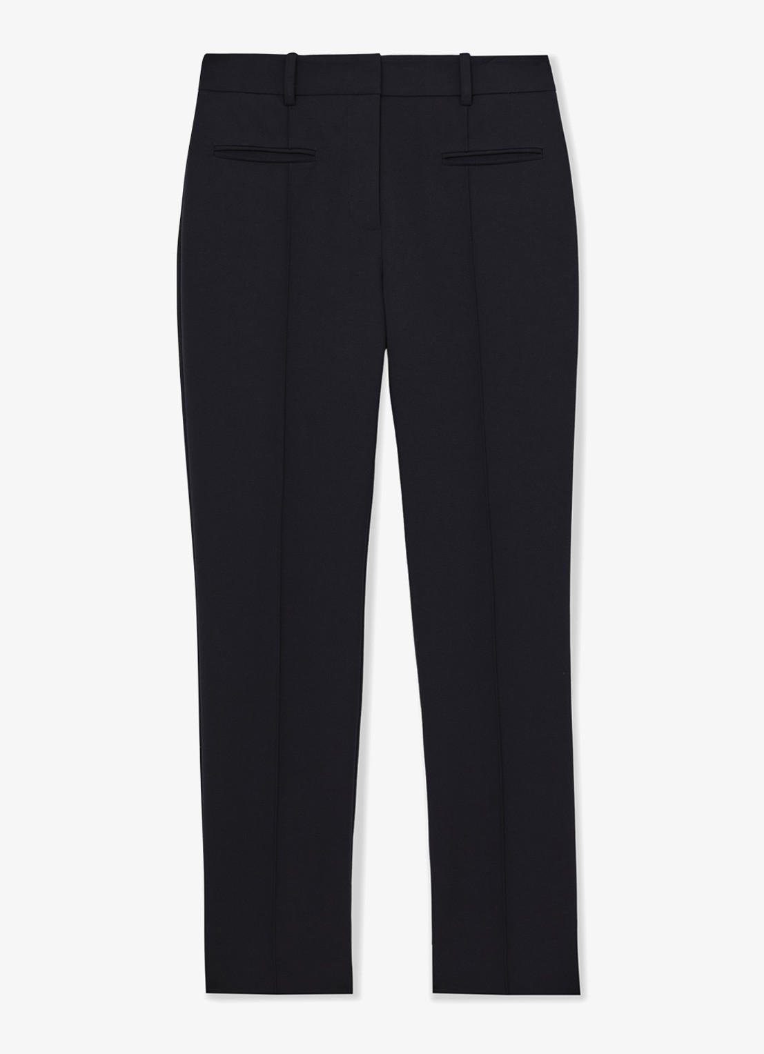 Reiss Norla high waist tapered fit pantalon met paspelzakken - voorkant donkerblauw