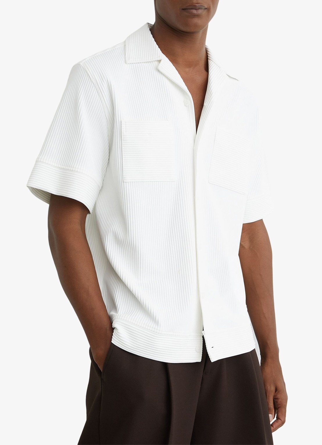 Reiss Odessa regular fit overhemd met structuur - detail white / wit