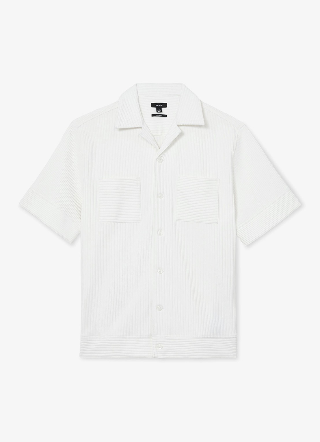 Reiss Odessa regular fit overhemd met structuur - voorkant 5 white / wit