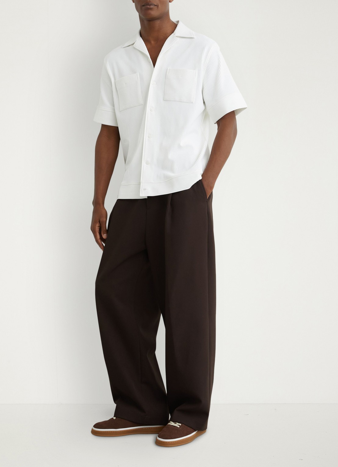 Reiss Odessa regular fit overhemd met structuur - voorkant 6 white / wit