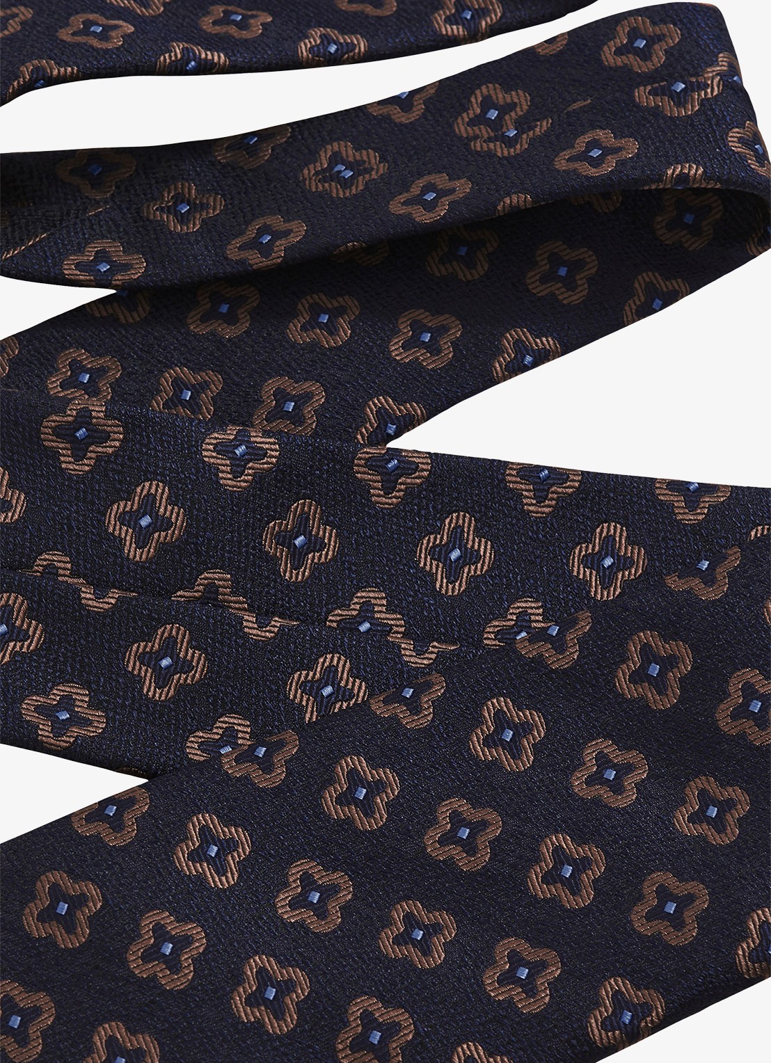 Reiss Omero stropdas in zijdeblend met grafische print  - detail 3 donkerblauw