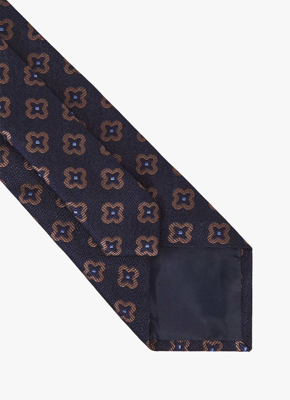 Reiss Omero stropdas in zijdeblend met grafische print  - detail 4 donkerblauw