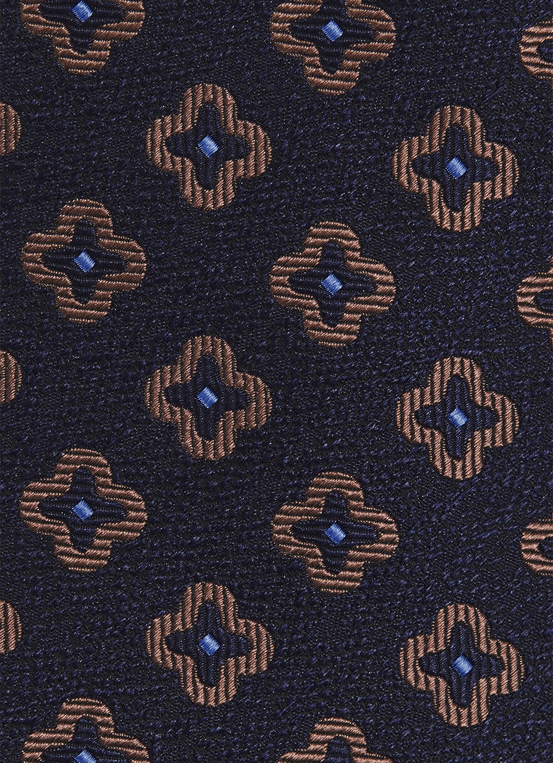 Reiss Omero stropdas in zijdeblend met grafische print  - detail 5 donkerblauw