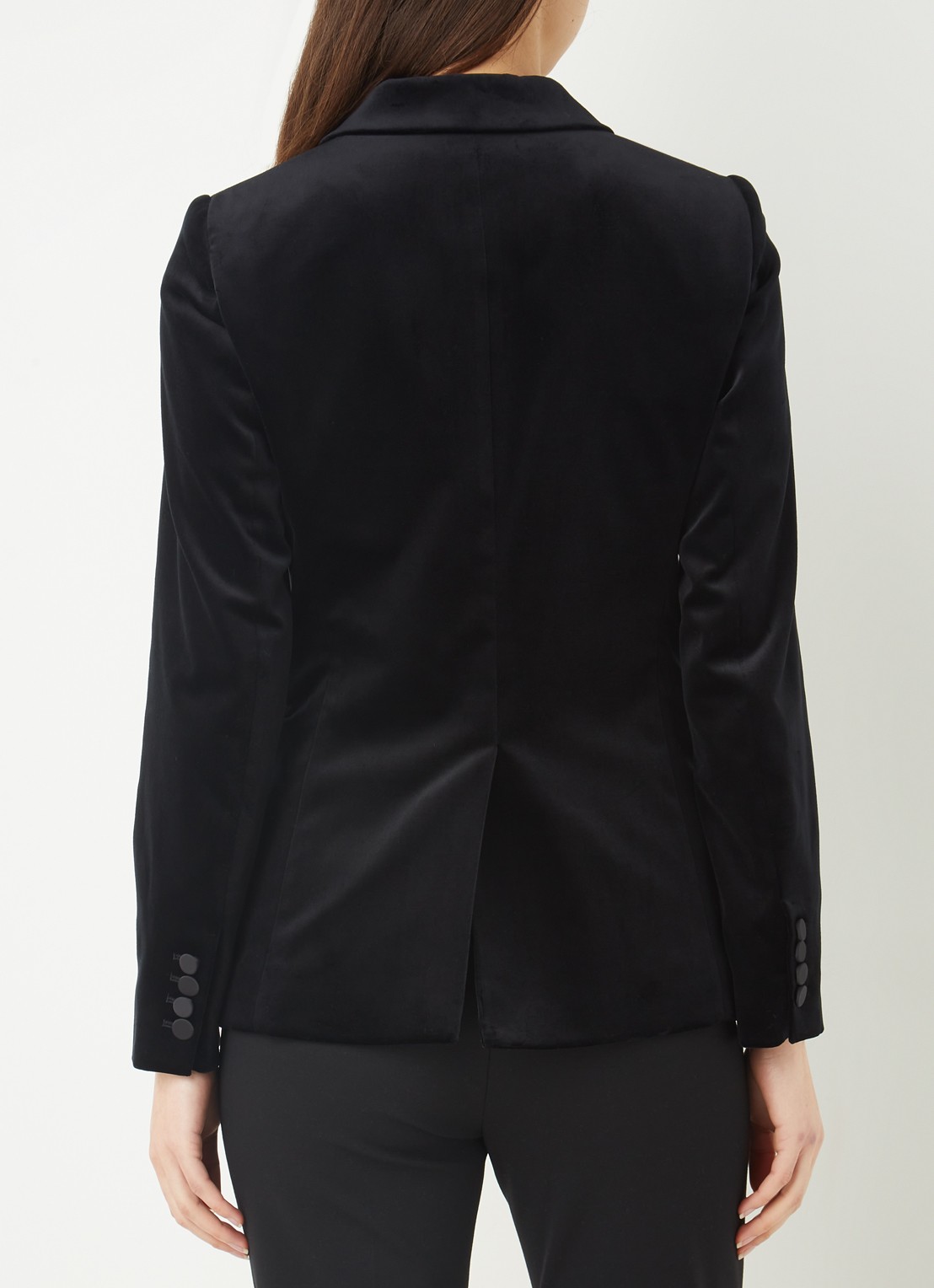 Reiss Opal blazer van fluweel met paspelzakken  - achterkant zwart
