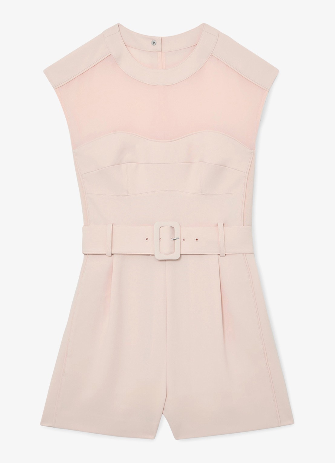 Reiss Ora straight fit playsuit met ceintuur - voorkant 2 roze