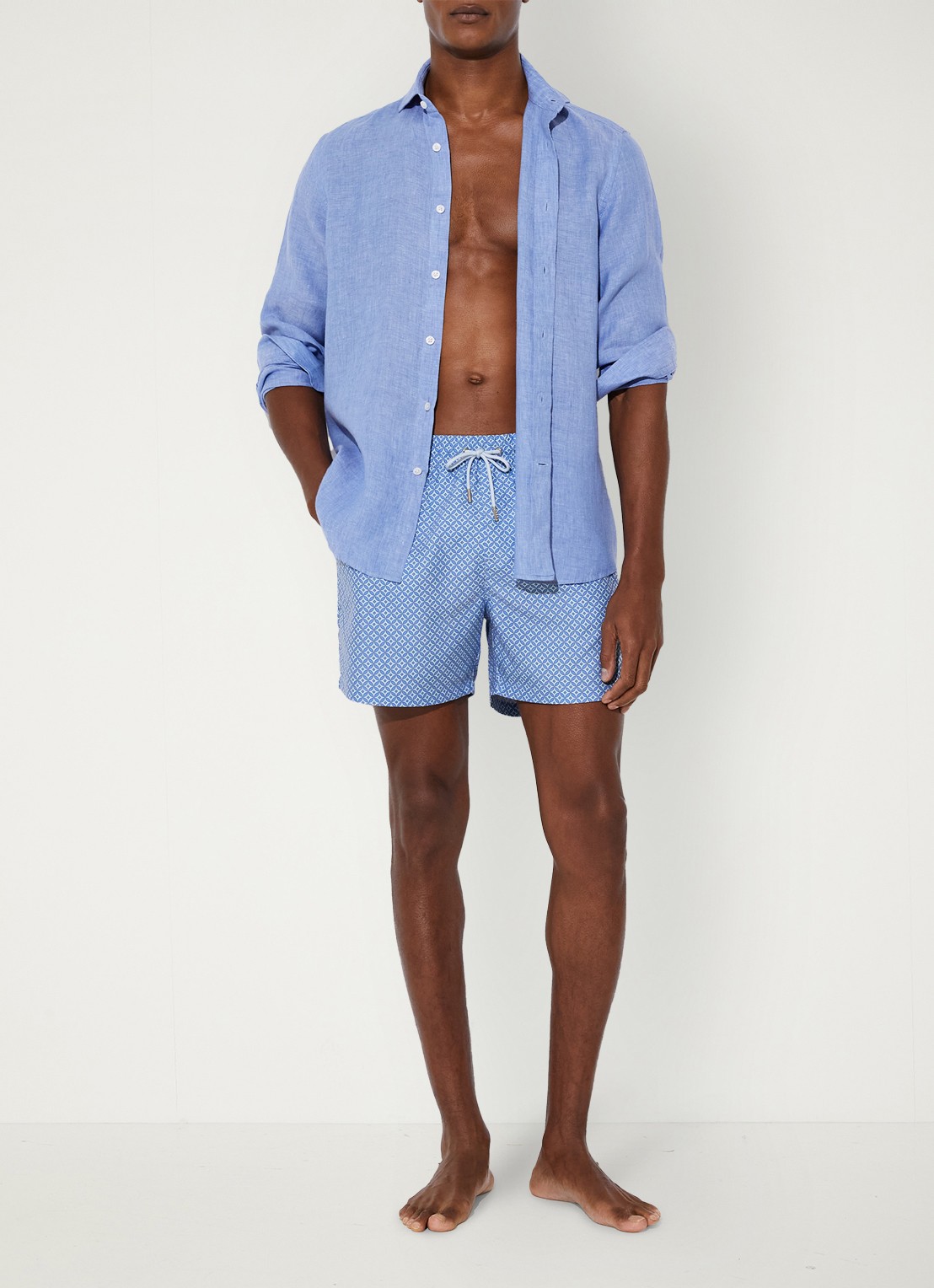 Reiss Orient zwemshort met grafische print  - voorkant 2 blauw