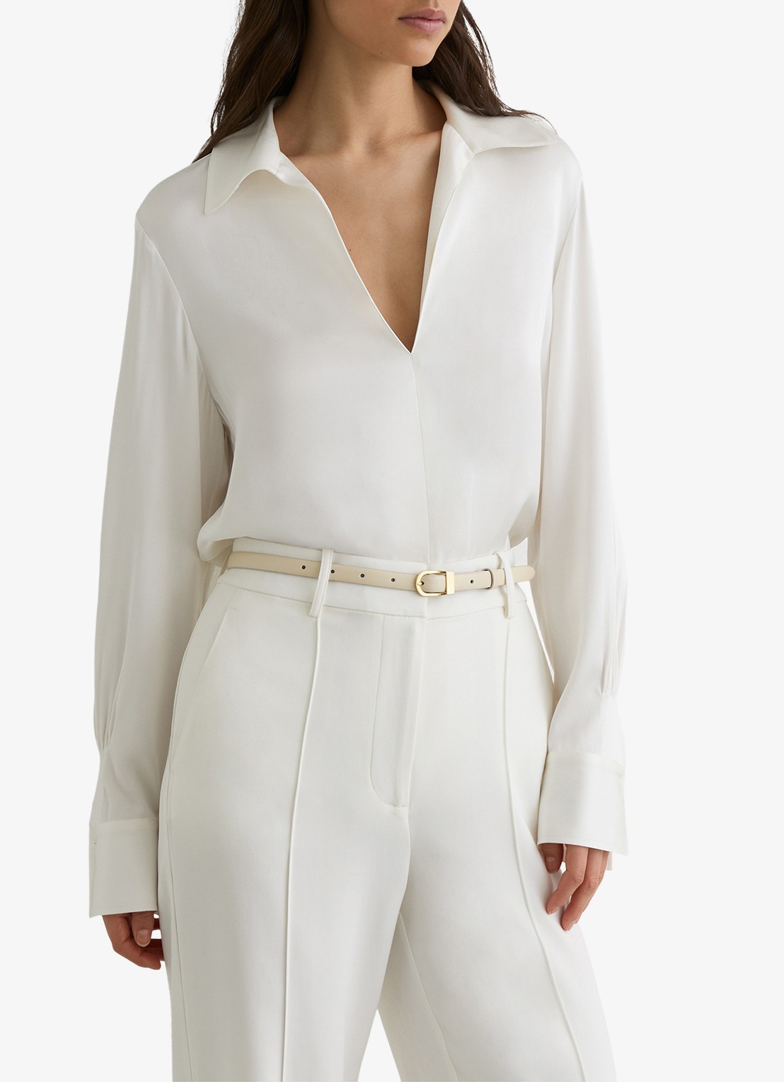Reiss Orla tuniek in zijdeblend met kraag - detail 2 wit