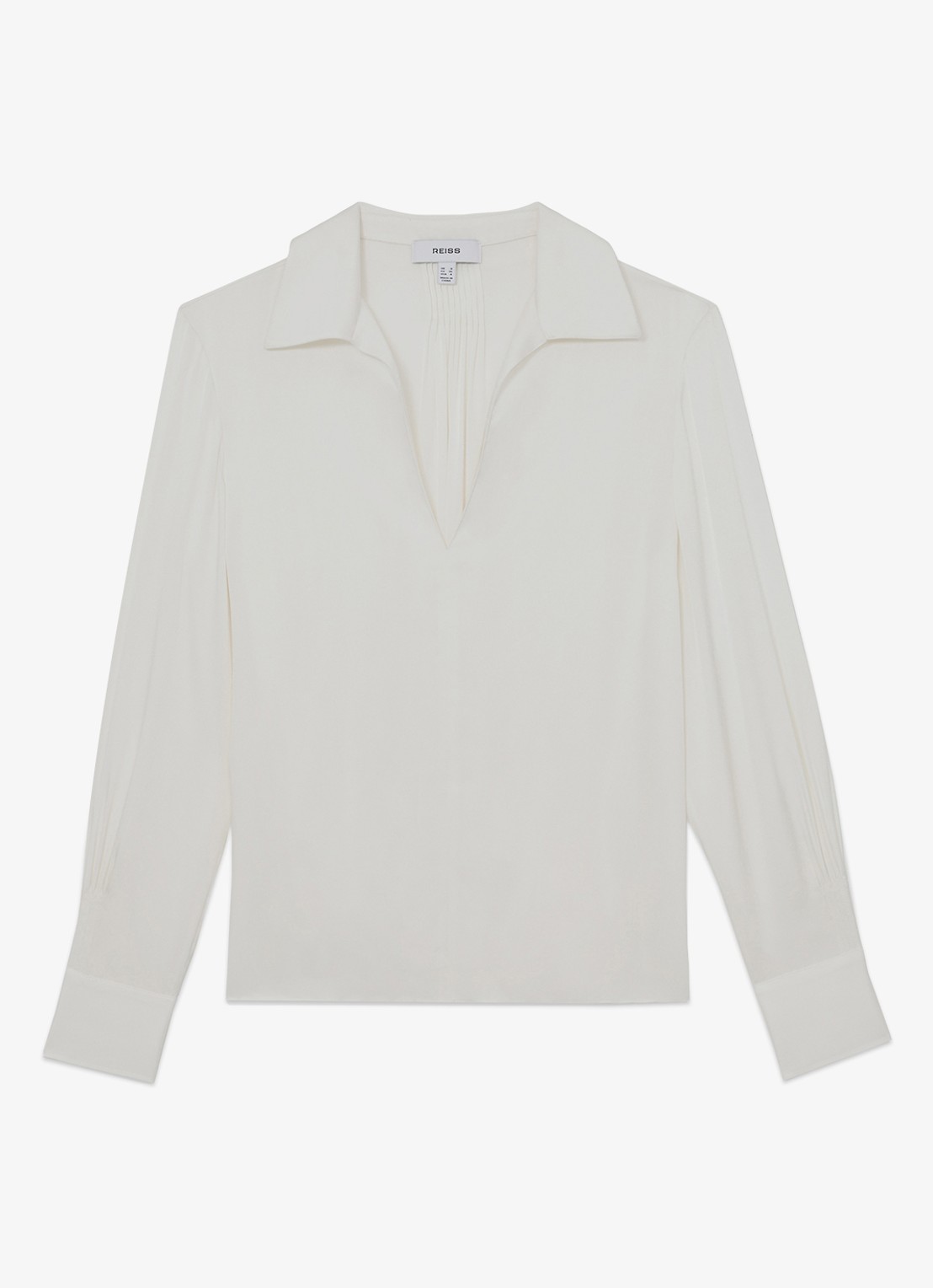 Reiss Orla tuniek in zijdeblend met kraag - voorkant 6 wit