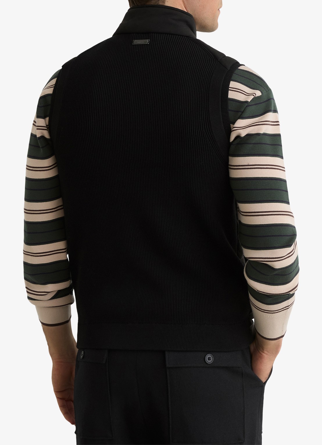 Reiss Orson grofgebreide gilet met steekzakken - achterkant 3 black / zwart