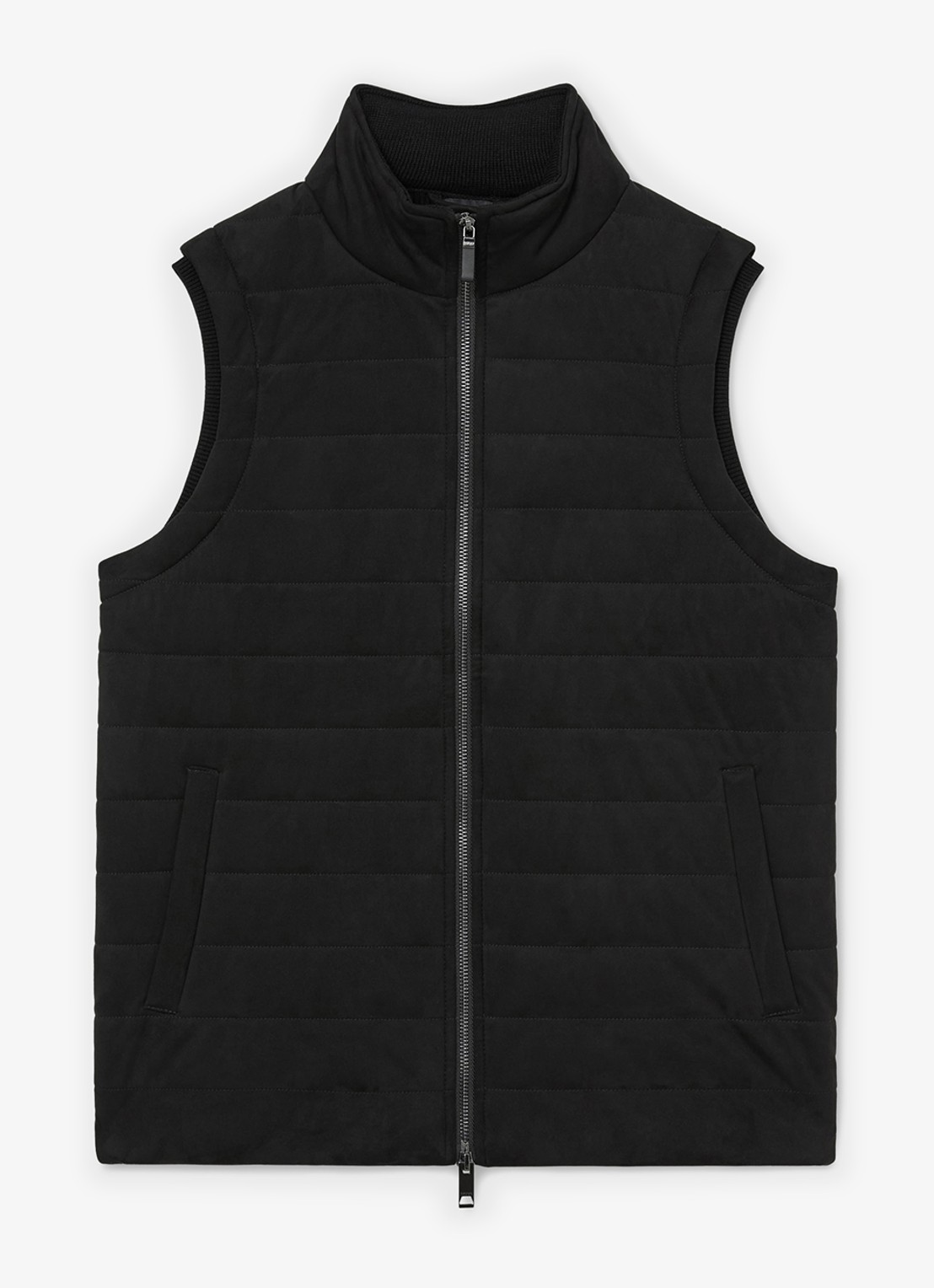 Reiss Orson grofgebreide gilet met steekzakken - voorkant black / zwart