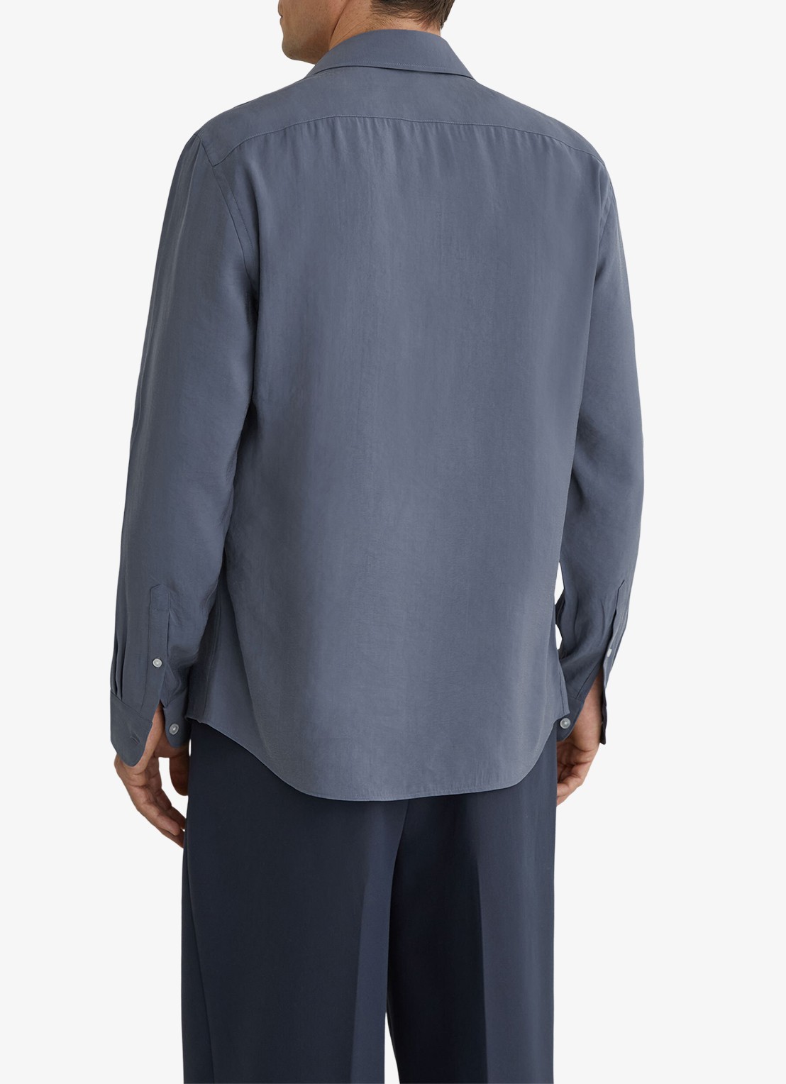 Reiss Oscar regular fit overhemd - achterkant blauwgrijs