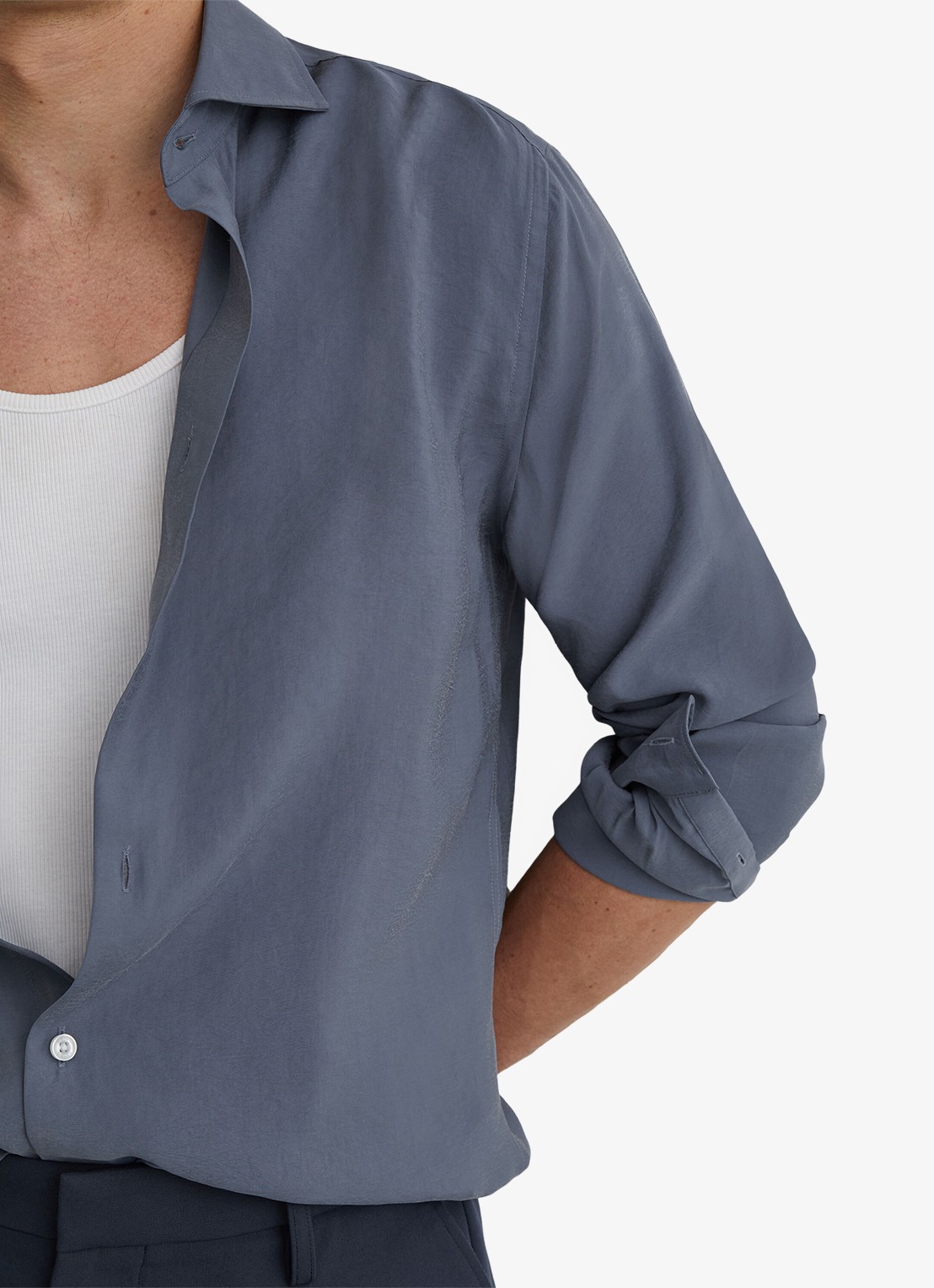 Reiss Oscar regular fit overhemd - detail 6 blauwgrijs