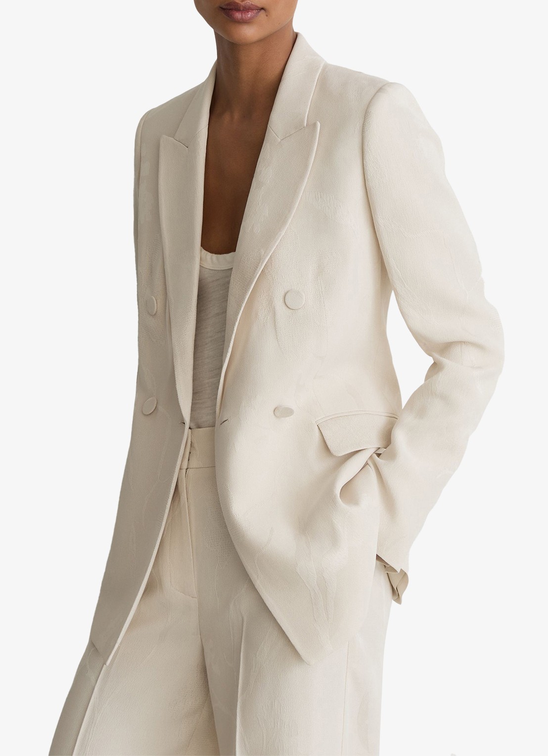 Reiss Ottie double-breasted blazer met klepzakken - detail 4 wit