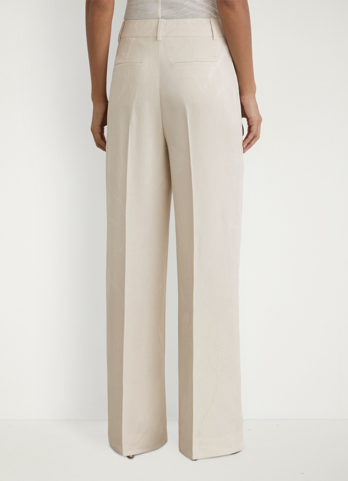 Reiss Ottie high waist wide fit pantalon met bloemenprint - achterkant wit