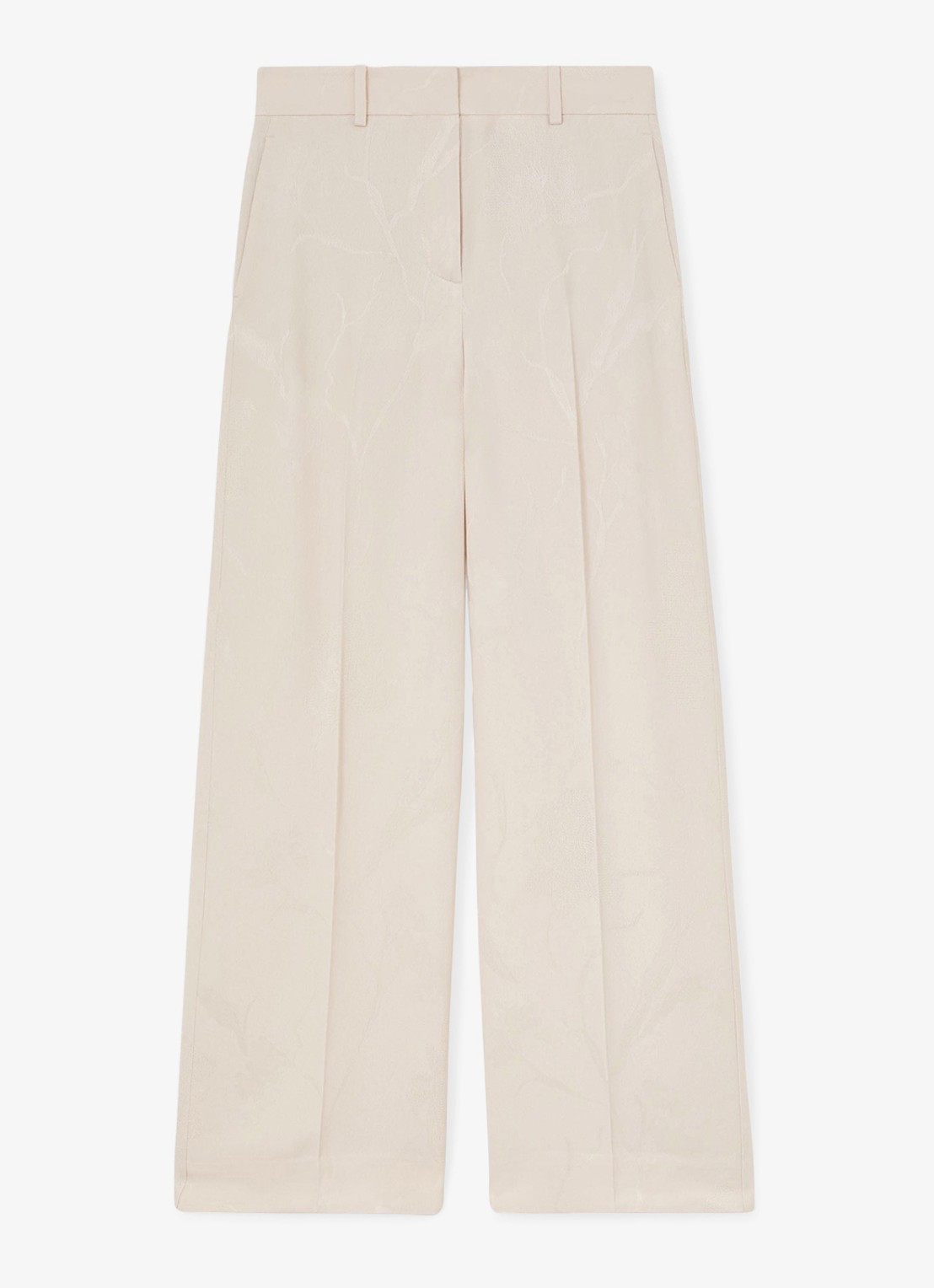 Reiss Ottie high waist wide fit pantalon met bloemenprint - voorkant 2 wit