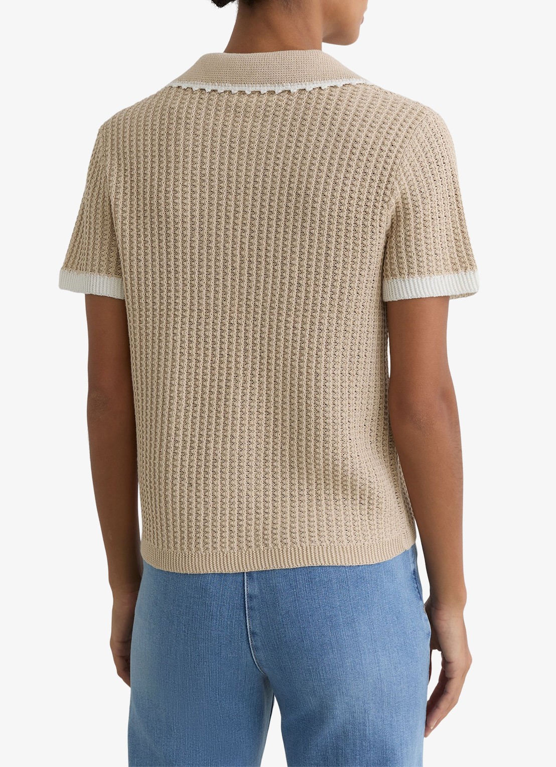 Reiss Ottilie grofgebreide top in linnenblend - achterkant 7 beige