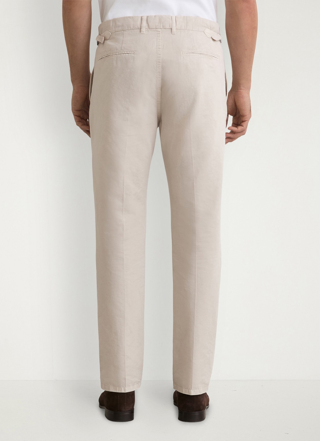 Reiss Pablo tapered fit pantalon in linnenblend - achterkant 6 stone / beige