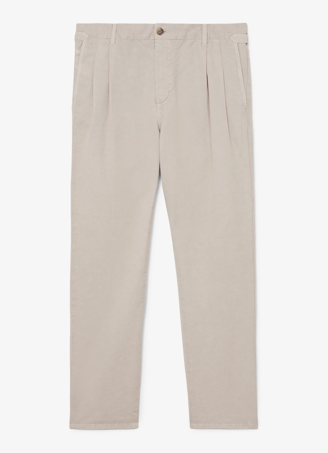 Reiss Pablo tapered fit pantalon in linnenblend - voorkant 4 stone / beige