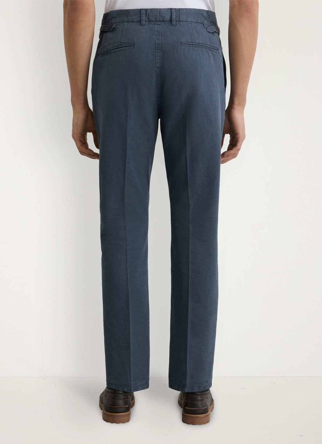 Reiss Pablo tapered fit pantalon in linnenblend - achterkant airforce blue / blauw