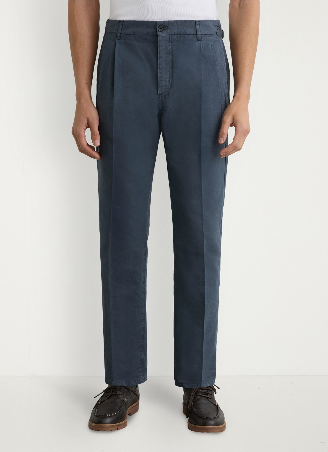 Reiss Pablo tapered fit pantalon in linnenblend - detail 4 airforce blue / blauw