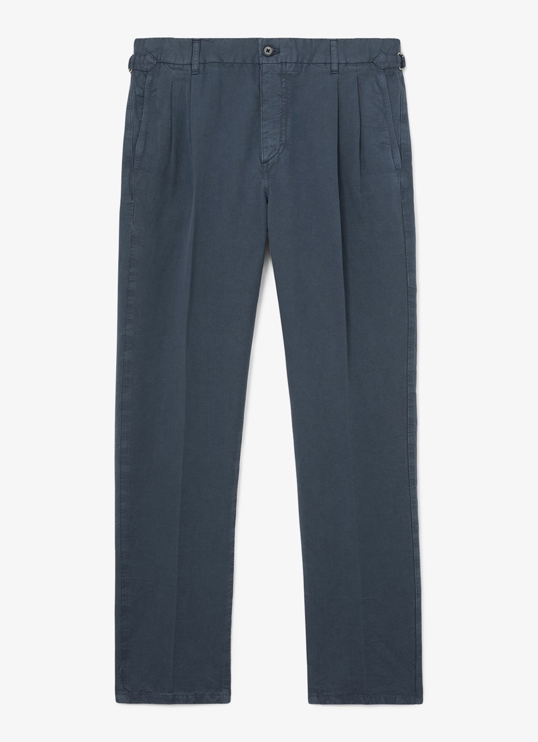 Reiss Pablo tapered fit pantalon in linnenblend - voorkant 2 airforce blue / blauw