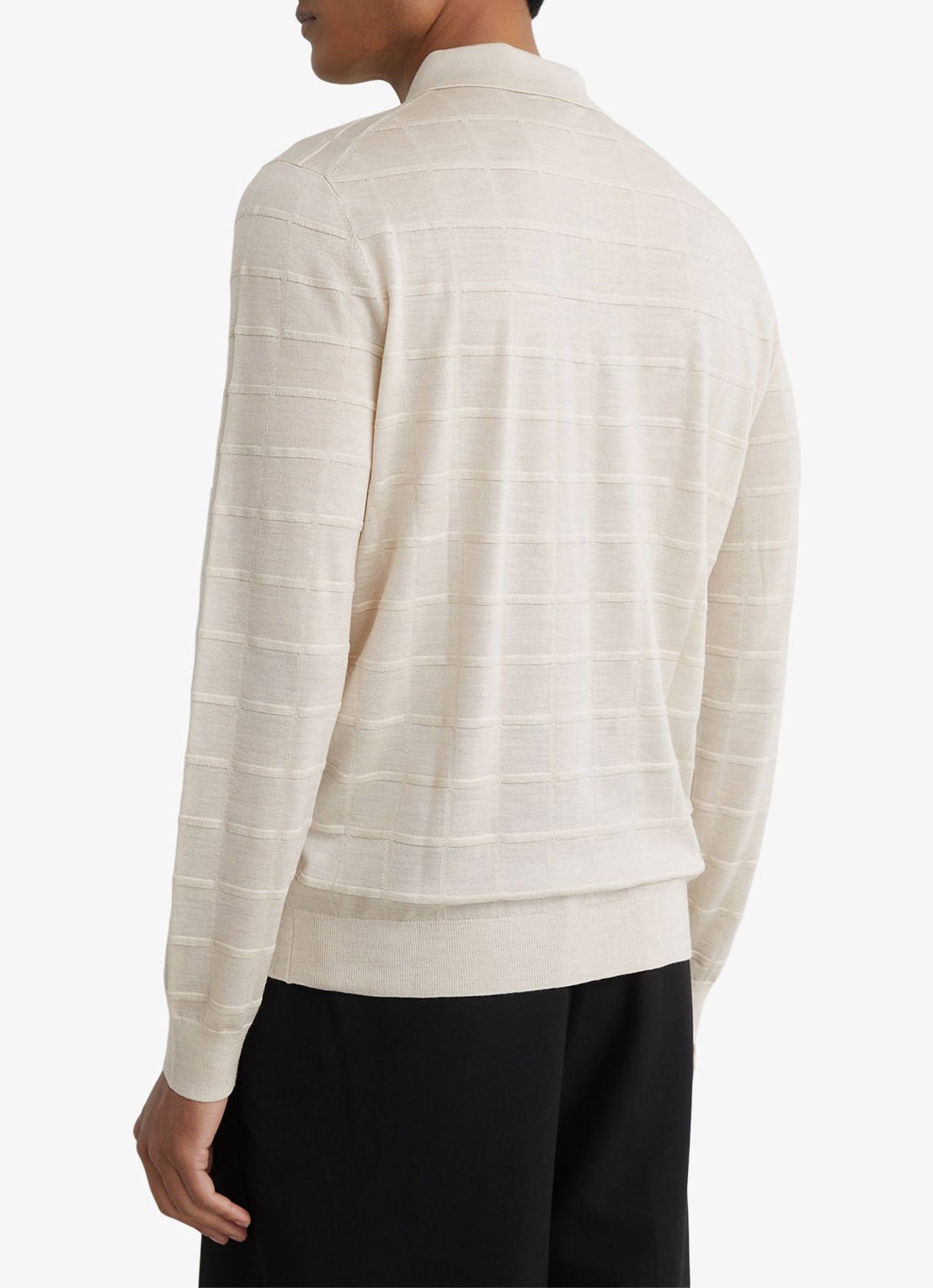 Reiss Pallas fijngebreide trui in wolblend met polokraag - achterkant ecru / beige