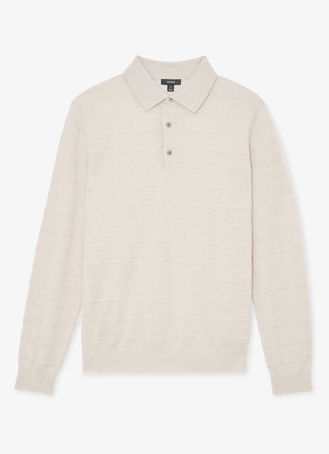 Reiss Pallas fijngebreide trui in wolblend met polokraag - voorkant 6 ecru / beige