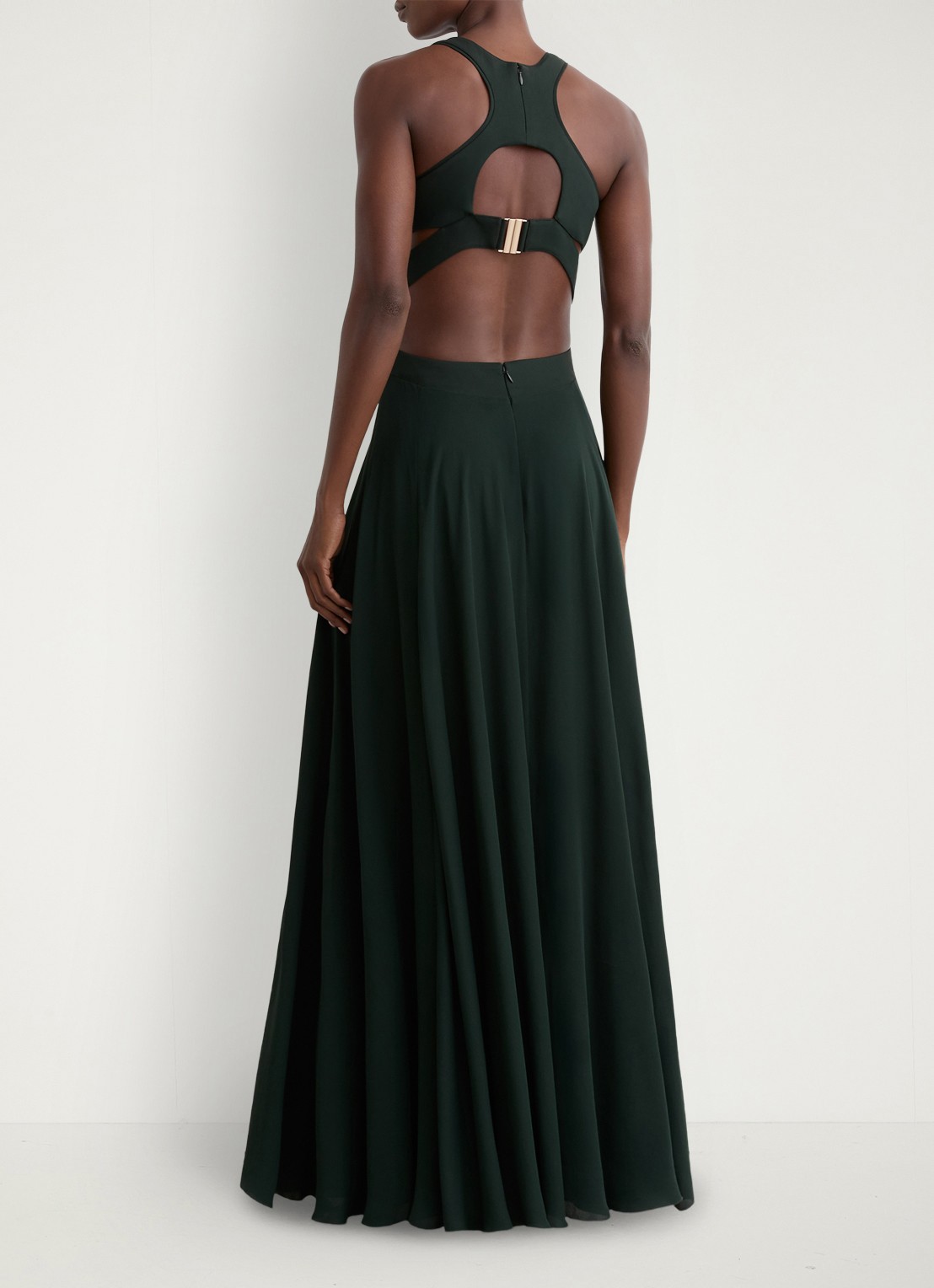 Reiss Paloma maxi jurk met cut out detail  - achterkant groen