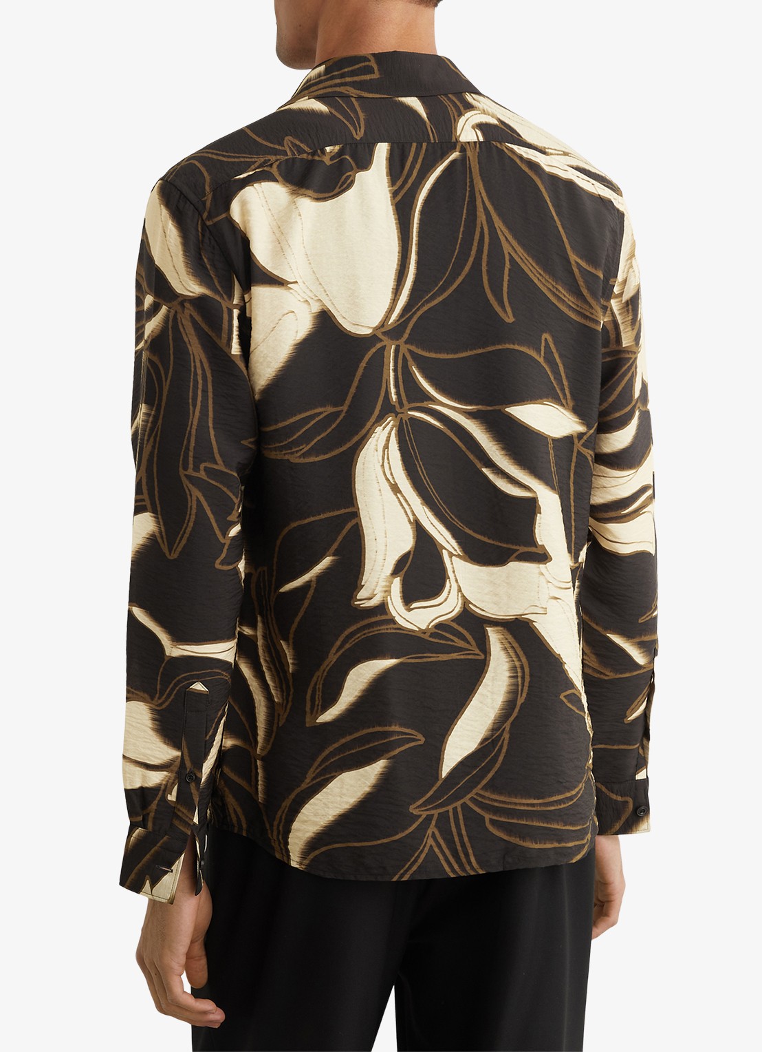 Reiss Paloma overhemd met grafische print  - achterkant 2 black / zwart