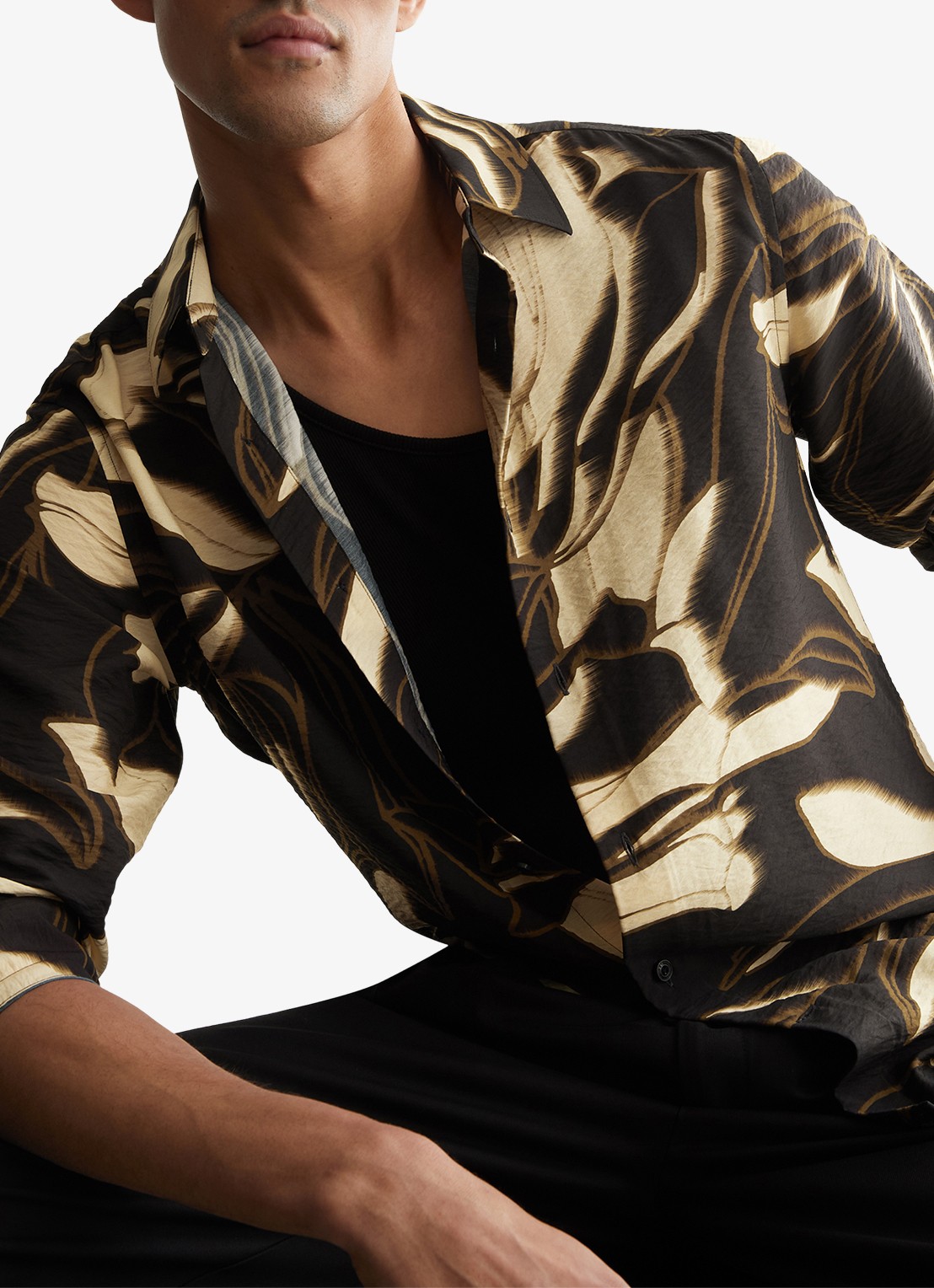 Reiss Paloma overhemd met grafische print  - detail 3 black / zwart