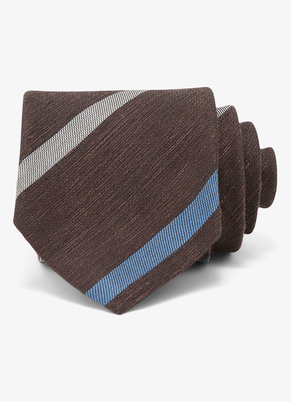 Reiss Paolo stropdas met streepprint - detail 3 chocoladebruin