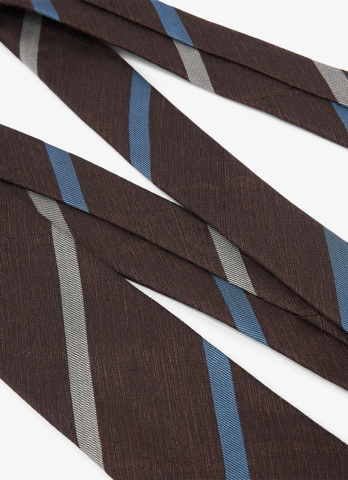 Reiss Paolo stropdas met streepprint - detail 4 chocoladebruin