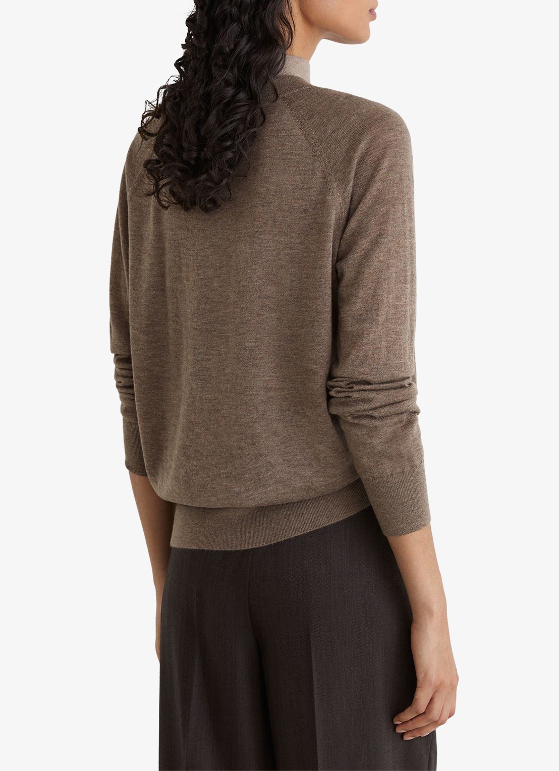 Reiss Paris fijngebreide pullover in merino wolblend - achterkant 5 zand