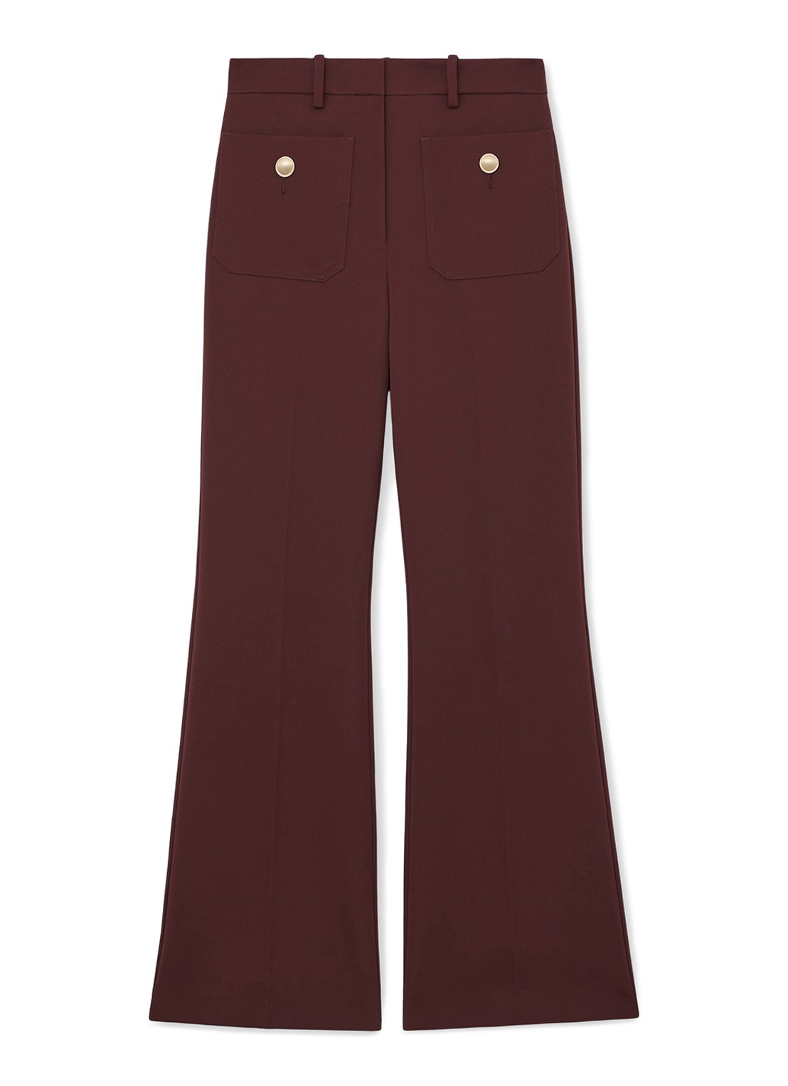Reiss Parisa mid waist flared fit broek met opgestikte zakken - voorkant donkerrood