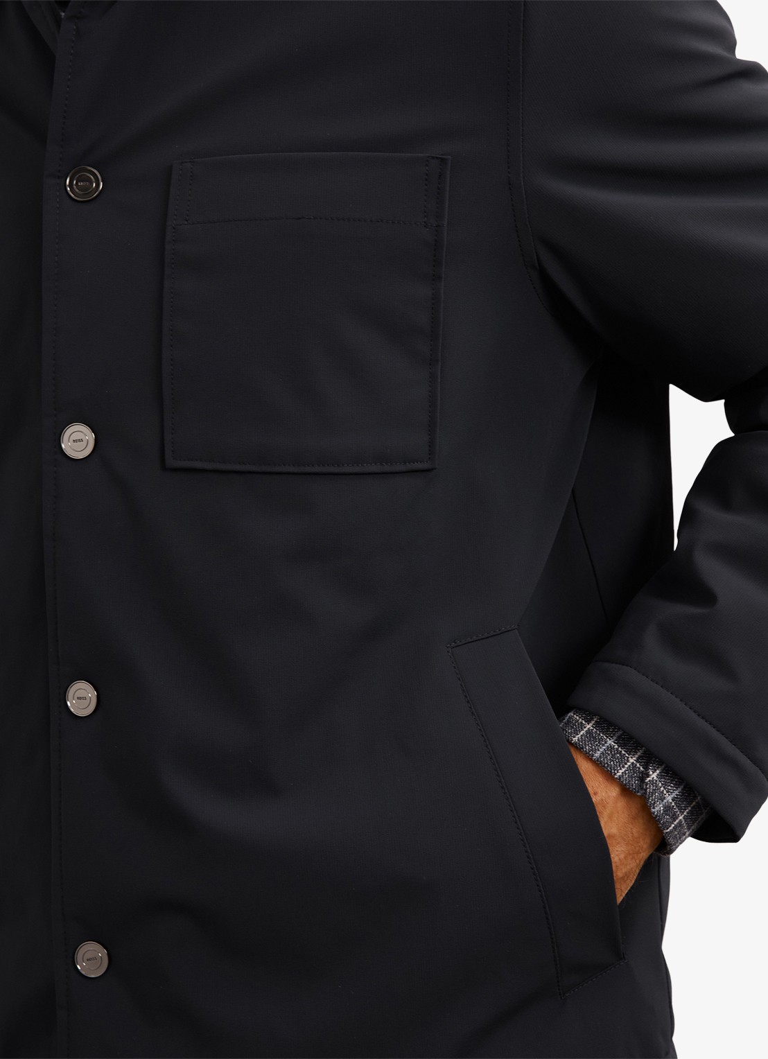Reiss Parker gewatteerd regular fit overhemd met borstzak - detail 5 navy / blauw