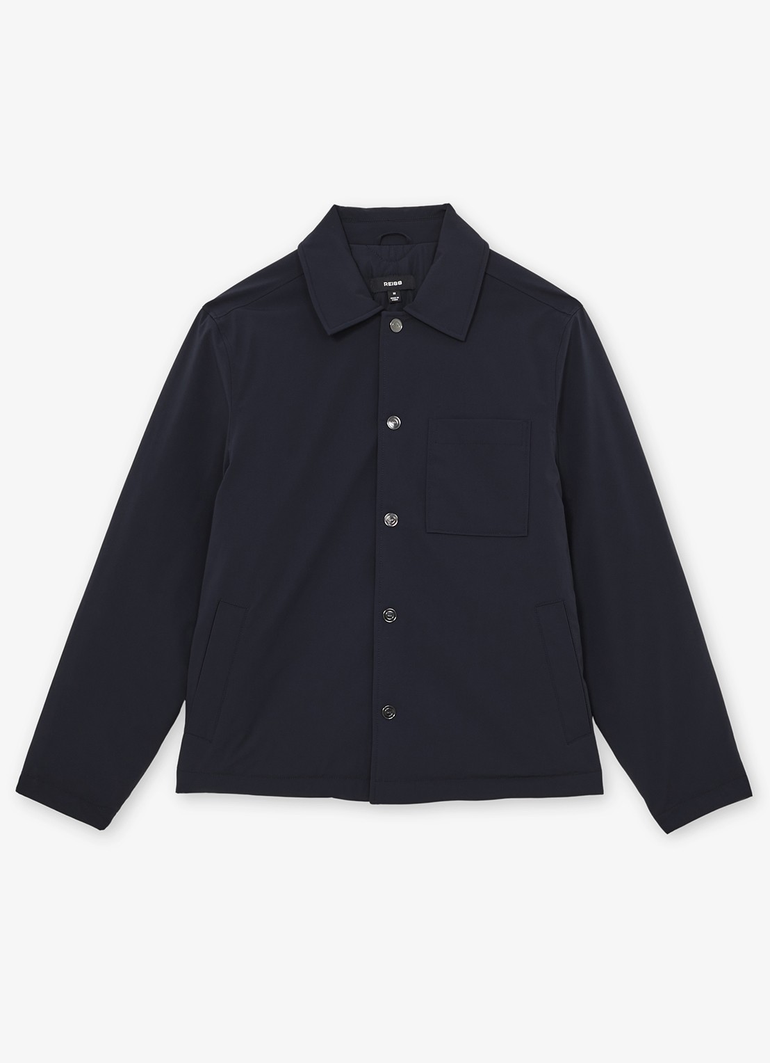 Reiss Parker gewatteerd regular fit overhemd met borstzak - voorkant navy / blauw
