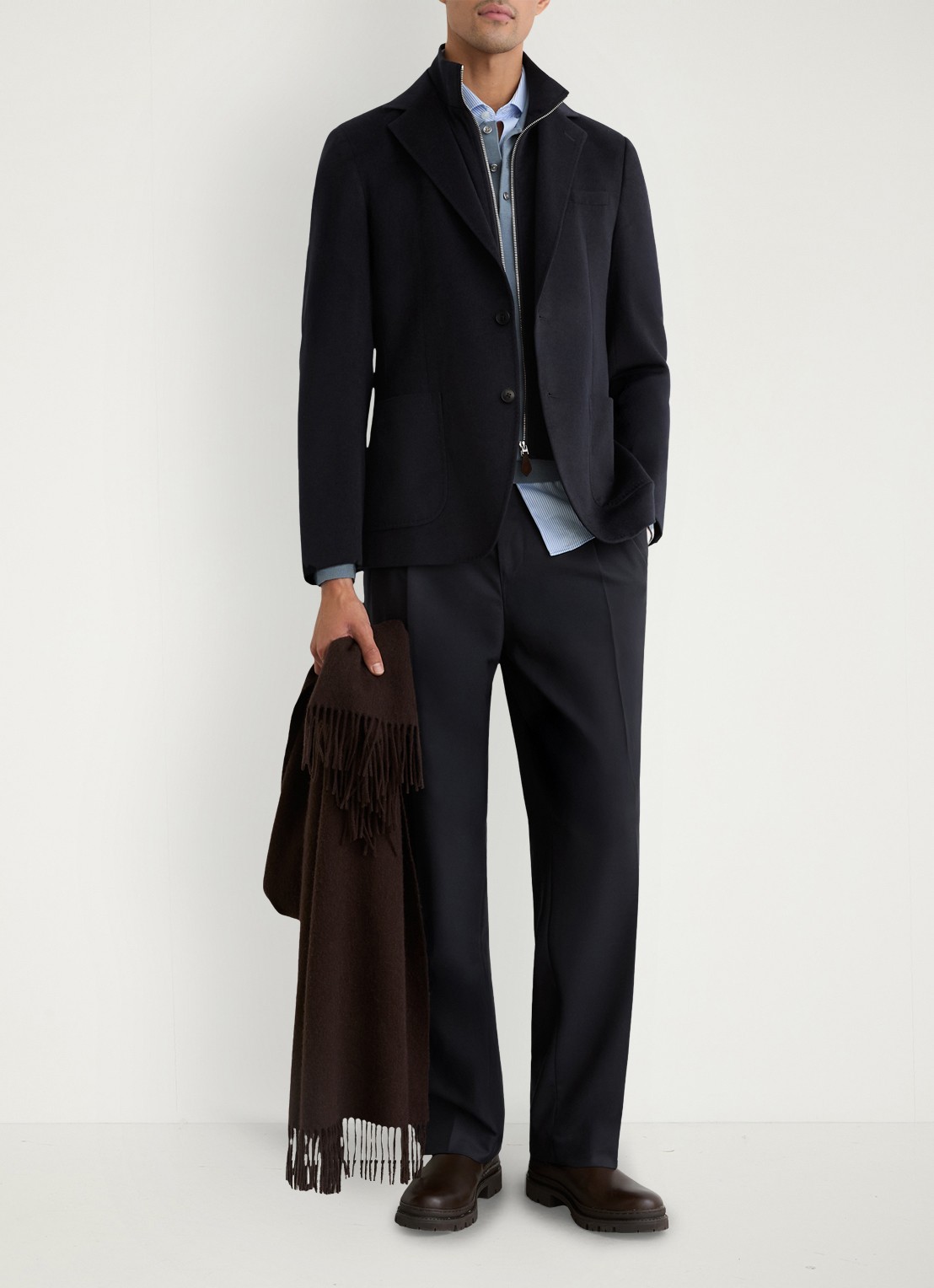 Reiss Patch single breasted colbert in wolblend - voorkant 6 donkerblauw