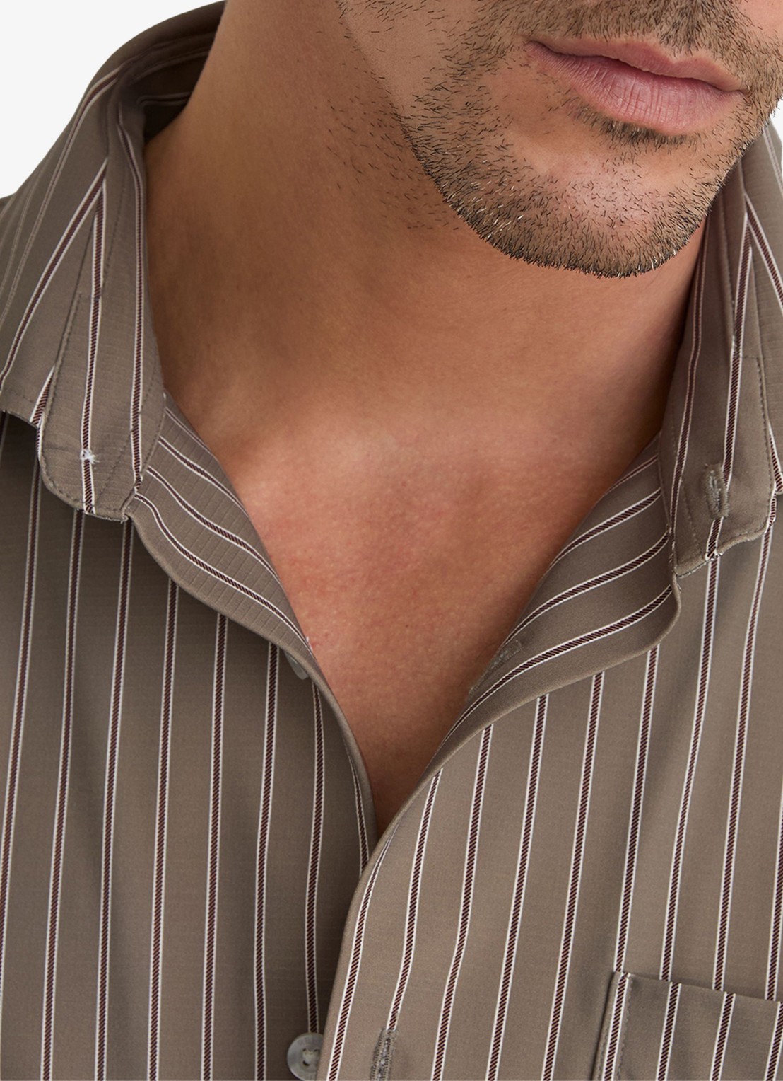 Reiss Peake regular fit overhemd met streepprint - detail 6 taupe