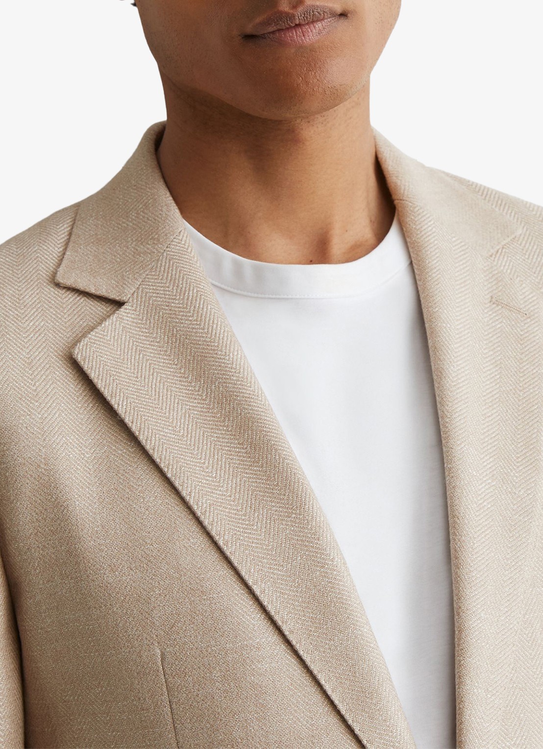 Reiss Pelmet regular fit colbert in wolblend met opgestikte zakken - detail 4 oatmeal / beige