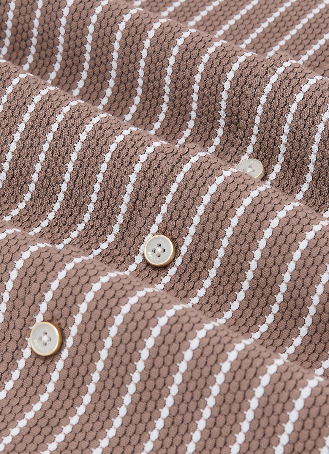 Reiss Percy overhemd met streepprint en structuur  - detail 4 bruin