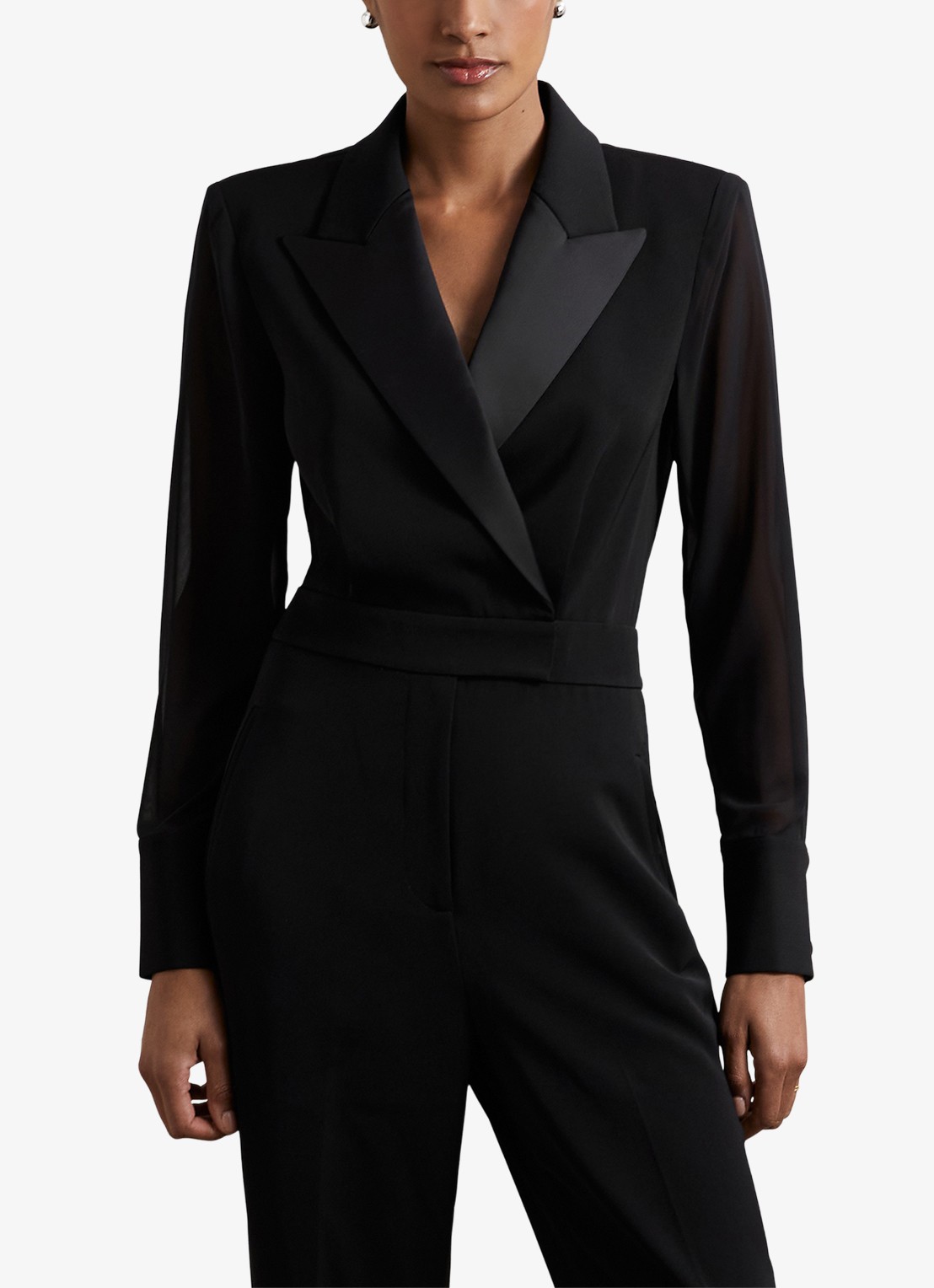 Reiss Perla jumpsuit met kraag  - detail 4 zwart