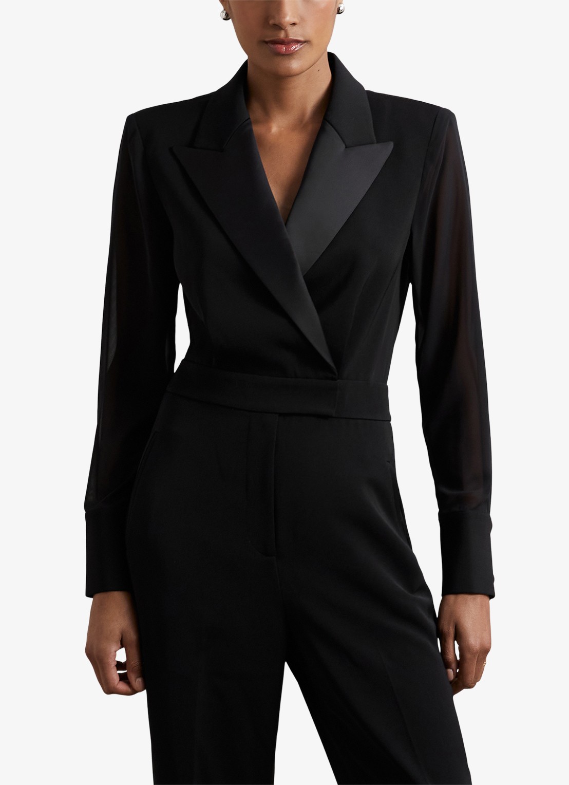 Reiss Perla jumpsuit met kraag  - detail 6 zwart