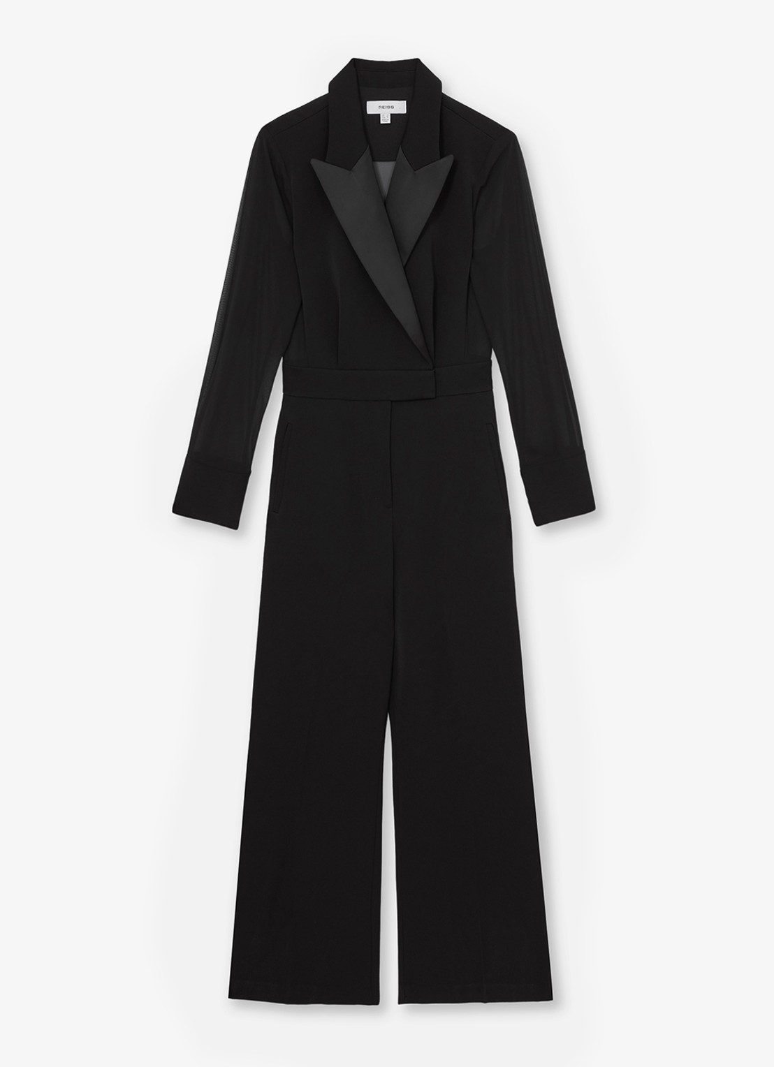 Reiss Perla jumpsuit met kraag  - voorkant zwart