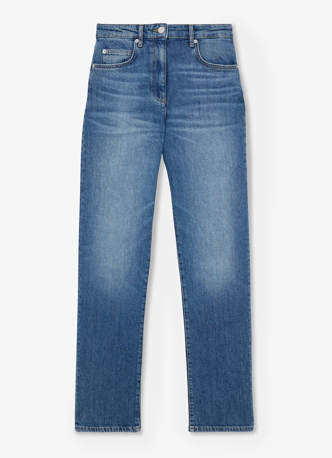 Reiss Petit Aubrey high waist straight leg jeans met medium wassing - voorkant indigo