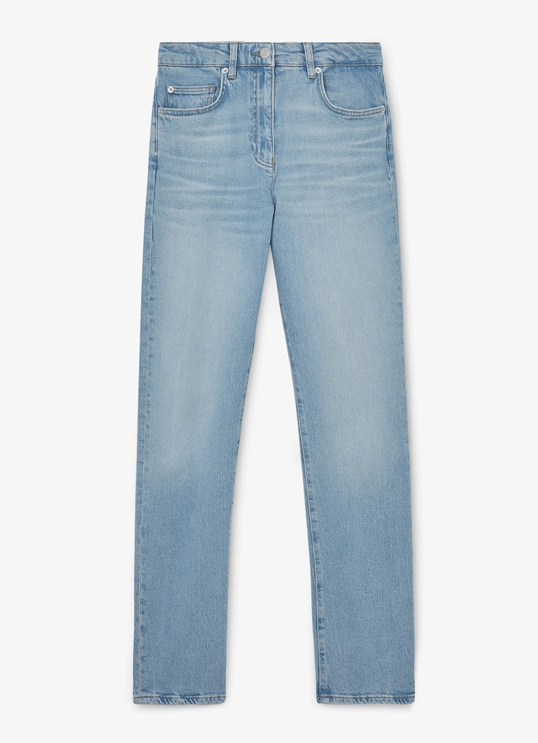 Reiss Petit Aubrey high waist straight leg jeans met medium wassing - voorkant lichtblauw